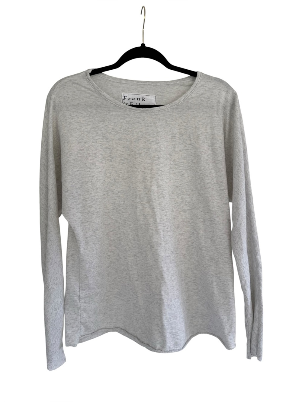 Frank & Eileen Women's Light Gray Long-Sleeve Crewneck Top, Size Medium